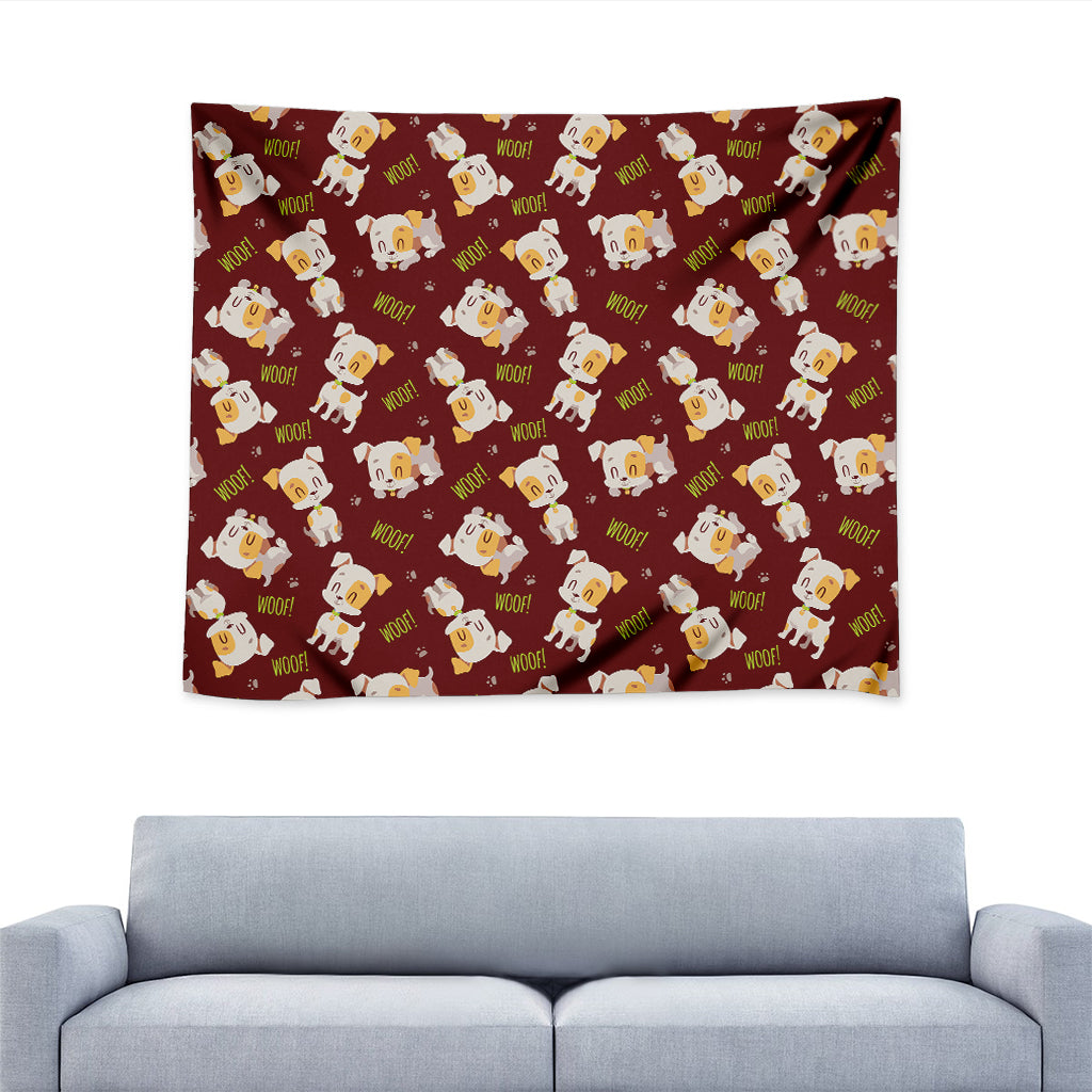 Happy Jack Russell Terrier Pattern Print Tapestry