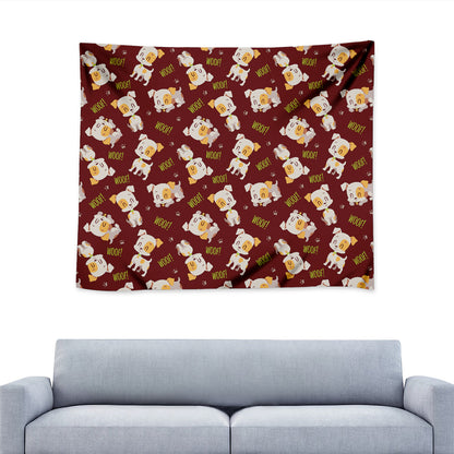 Happy Jack Russell Terrier Pattern Print Tapestry