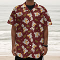 Happy Jack Russell Terrier Pattern Print Textured Short Sleeve Shirt