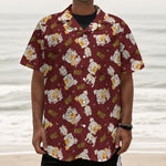 Happy Jack Russell Terrier Pattern Print Textured Short Sleeve Shirt