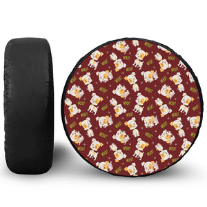 Happy Jack Russell Terrier Pattern Print Tire Cover