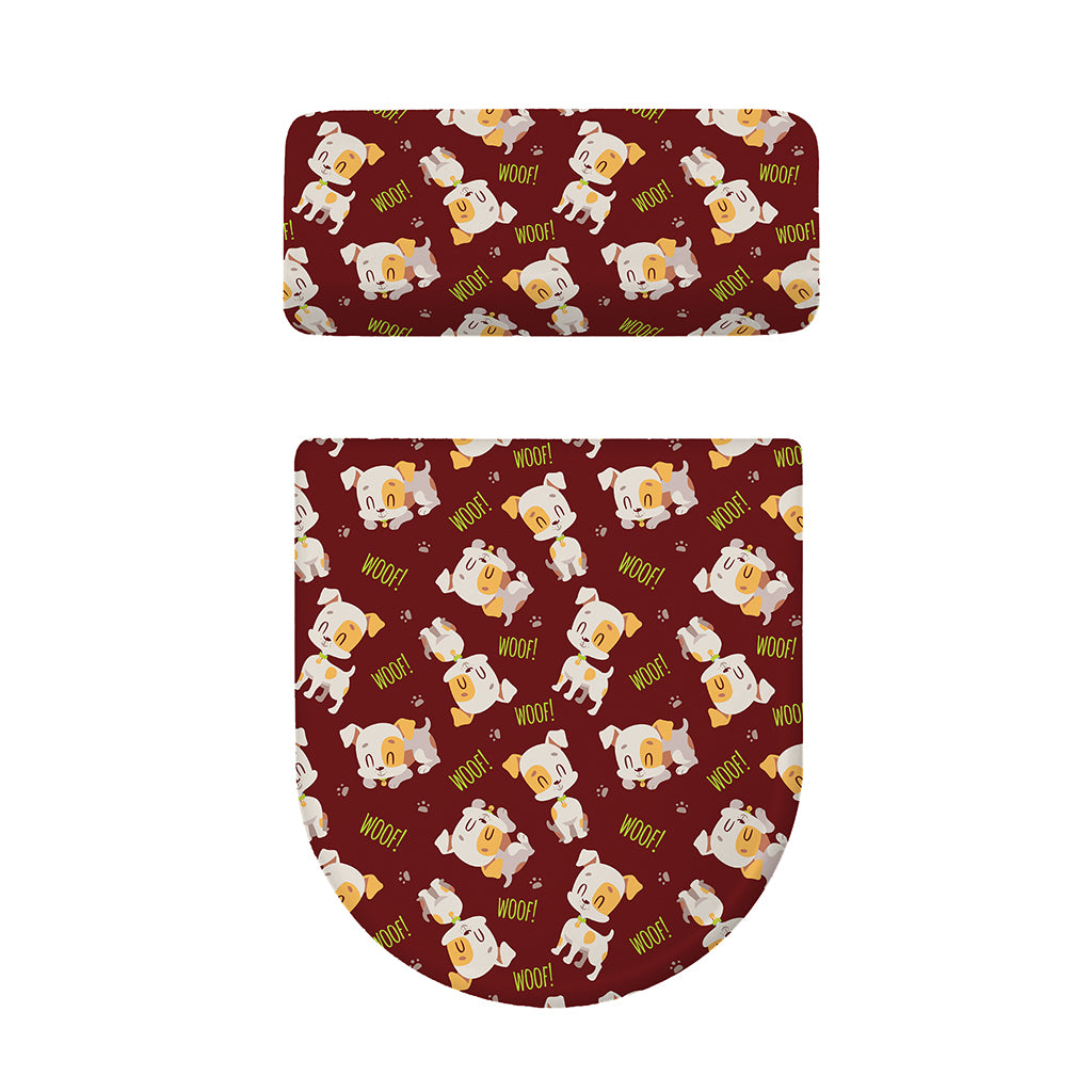 Happy Jack Russell Terrier Pattern Print Toilet Lid And Tank Cover Set