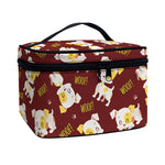 Happy Jack Russell Terrier Pattern Print Travel Makeup Bag