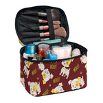 Happy Jack Russell Terrier Pattern Print Travel Makeup Bag