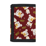 Happy Jack Russell Terrier Pattern Print Trifold Wallet