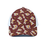 Happy Jack Russell Terrier Pattern Print White Mesh Trucker Cap