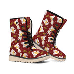 Happy Jack Russell Terrier Pattern Print Winter Boots