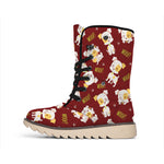 Happy Jack Russell Terrier Pattern Print Winter Boots