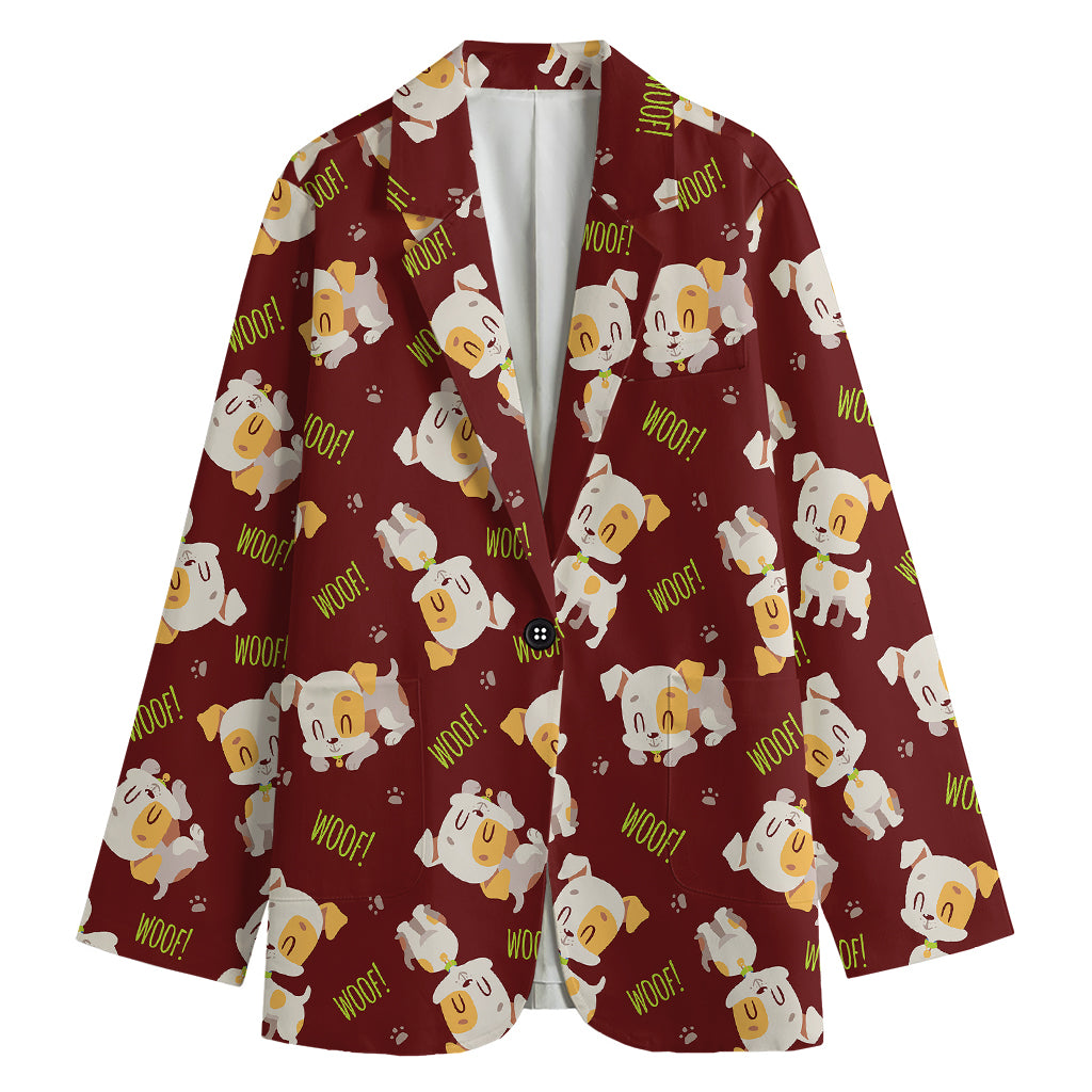 Happy Jack Russell Terrier Pattern Print Women's Blazer