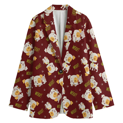 Happy Jack Russell Terrier Pattern Print Women's Blazer