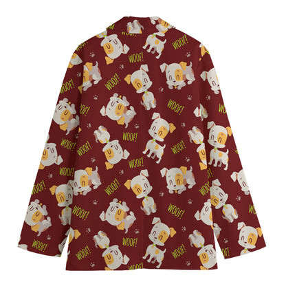 Happy Jack Russell Terrier Pattern Print Women's Blazer