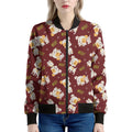 Happy Jack Russell Terrier Pattern Print Women's Bomber Jacket