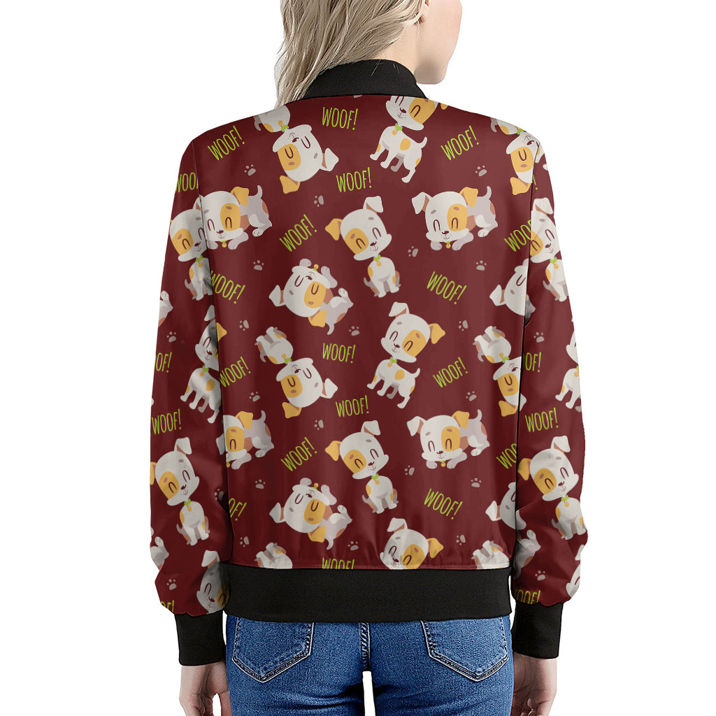 Happy Jack Russell Terrier Pattern Print Women's Bomber Jacket