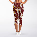 Happy Jack Russell Terrier Pattern Print Women's Capri Leggings