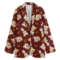 Happy Jack Russell Terrier Pattern Print Women's Cotton Blazer
