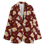 Happy Jack Russell Terrier Pattern Print Women's Cotton Blazer