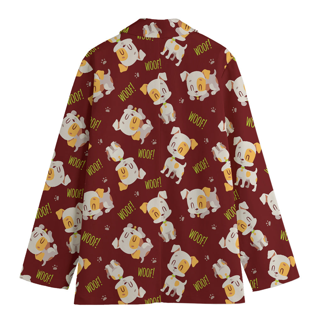 Happy Jack Russell Terrier Pattern Print Women's Cotton Blazer