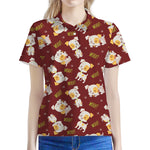 Happy Jack Russell Terrier Pattern Print Women's Polo Shirt