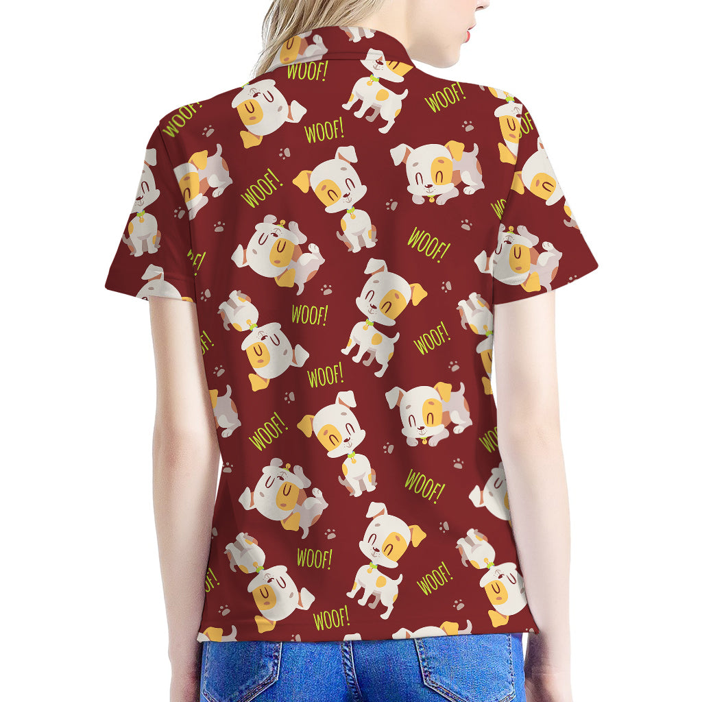 Happy Jack Russell Terrier Pattern Print Women's Polo Shirt