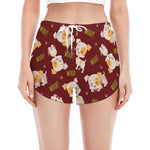 Happy Jack Russell Terrier Pattern Print Women's Split Running Shorts