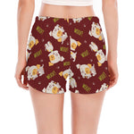Happy Jack Russell Terrier Pattern Print Women's Split Running Shorts