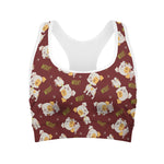 Happy Jack Russell Terrier Pattern Print Women's Sports Bra