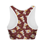 Happy Jack Russell Terrier Pattern Print Women's Sports Bra