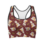 Happy Jack Russell Terrier Pattern Print Women's Sports Bra