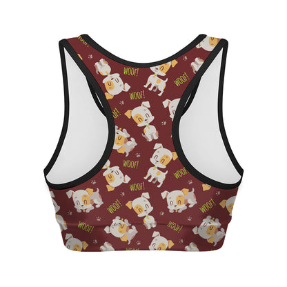 Happy Jack Russell Terrier Pattern Print Women's Sports Bra