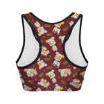 Happy Jack Russell Terrier Pattern Print Women's Sports Bra