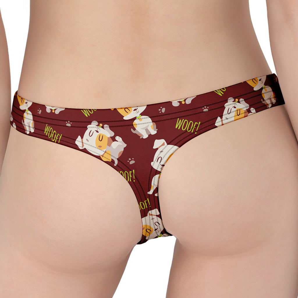 Happy Jack Russell Terrier Pattern Print Women's Thong