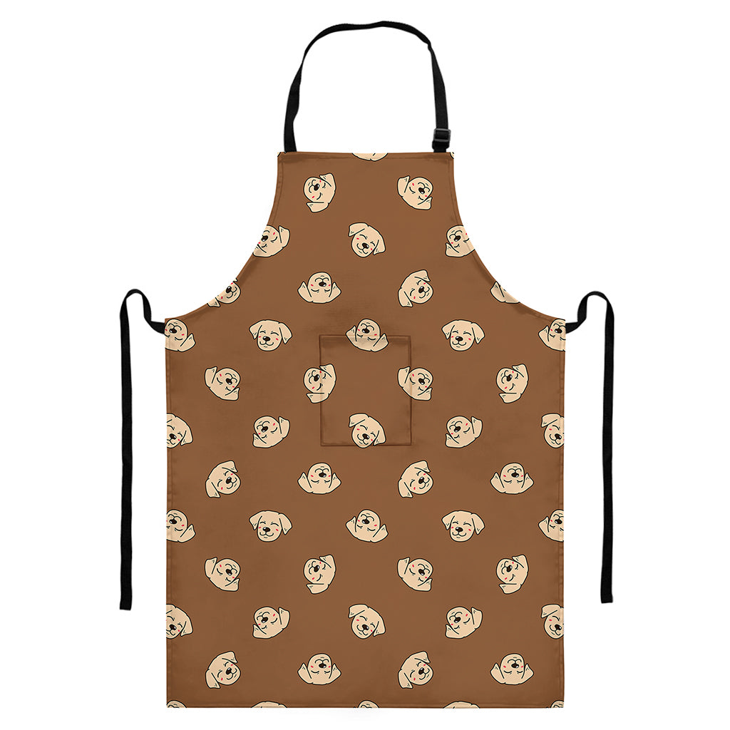 Happy Labrador Retriever Pattern Print Bib Apron With Pocket