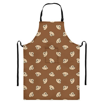 Happy Labrador Retriever Pattern Print Bib Apron With Pocket