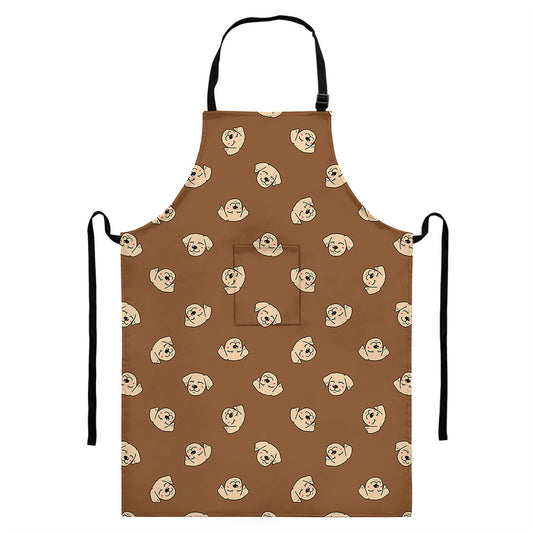 Happy Labrador Retriever Pattern Print Bib Apron With Pocket