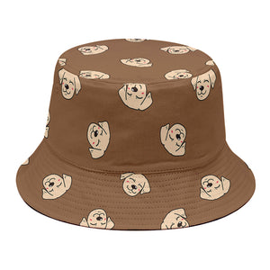 Happy Labrador Retriever Pattern Print Bucket Hat