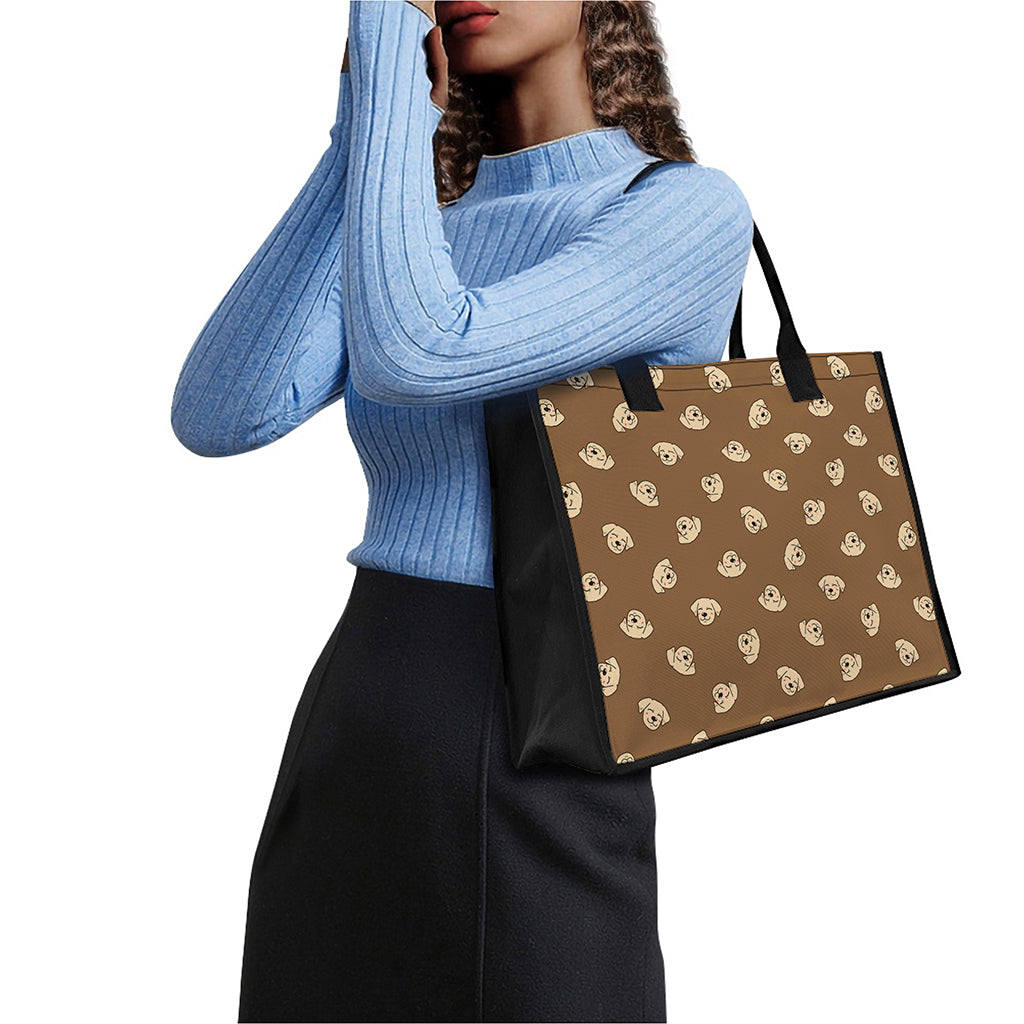 Happy Labrador Retriever Pattern Print Canvas Tote Bag