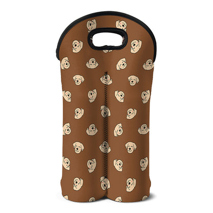 Happy Labrador Retriever Pattern Print Double Neoprene Wine Tote