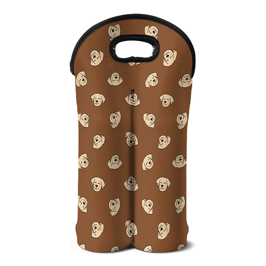 Happy Labrador Retriever Pattern Print Double Neoprene Wine Tote