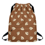 Happy Labrador Retriever Pattern Print Drawstring Backpack