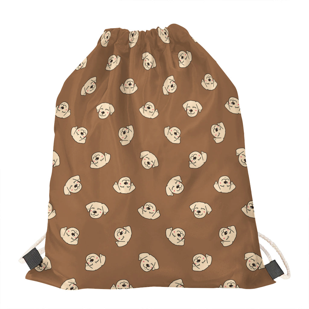 Happy Labrador Retriever Pattern Print Drawstring Bag