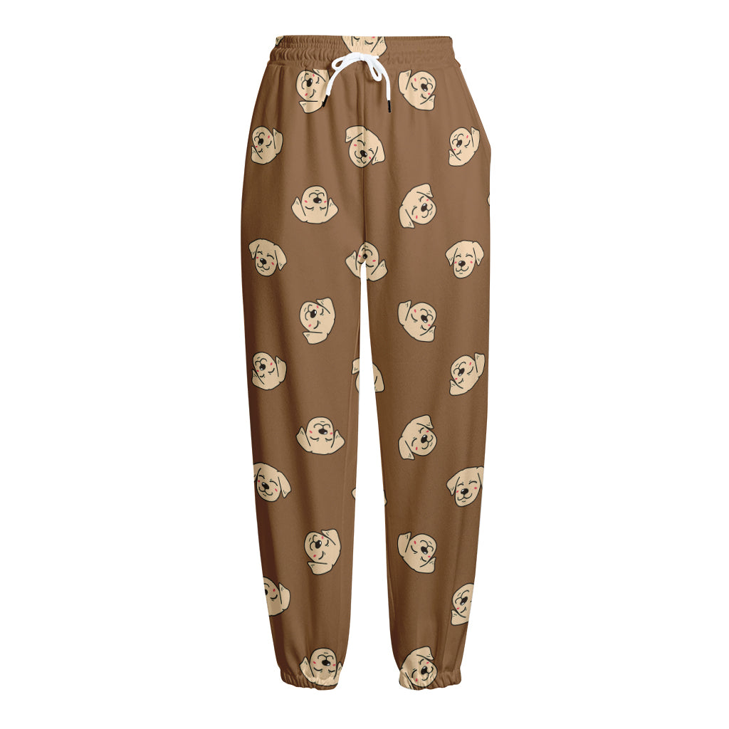 Happy Labrador Retriever Pattern Print Fleece Lined Knit Pants