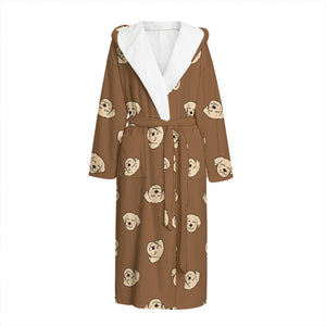 Happy Labrador Retriever Pattern Print Hooded Bathrobe