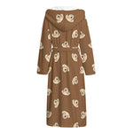 Happy Labrador Retriever Pattern Print Hooded Bathrobe