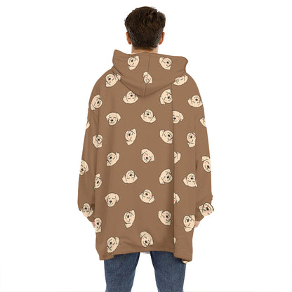 Happy Labrador Retriever Pattern Print Hoodie Blanket