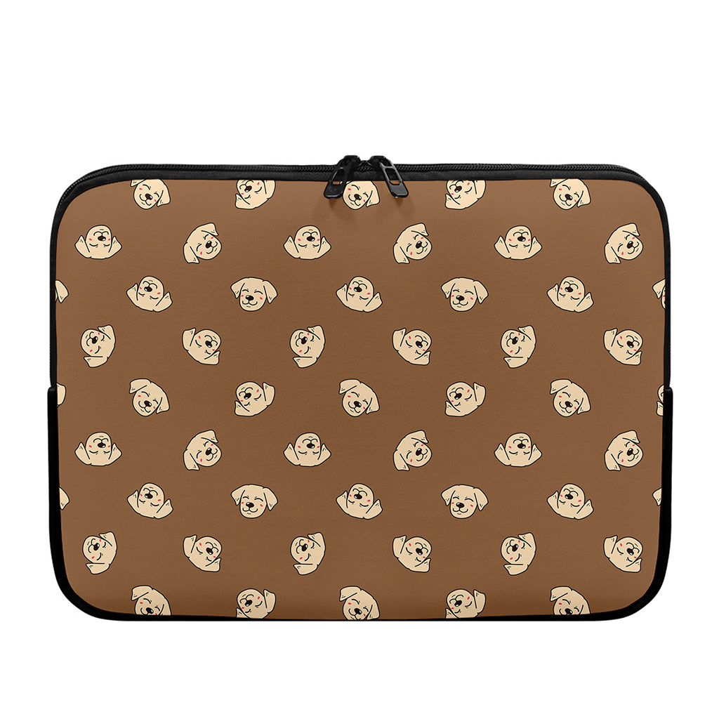 Happy Labrador Retriever Pattern Print Laptop Sleeve