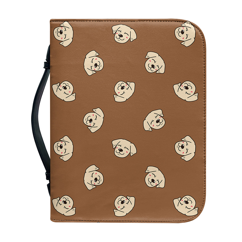 Happy Labrador Retriever Pattern Print Leather Bible Cover