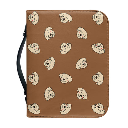 Happy Labrador Retriever Pattern Print Leather Bible Cover