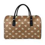 Happy Labrador Retriever Pattern Print Leather Duffle Bag
