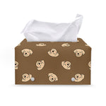 Happy Labrador Retriever Pattern Print Leather Tissue Box Cover