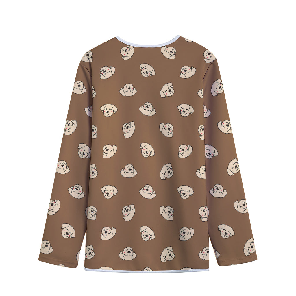 Happy Labrador Retriever Pattern Print Long Sleeve Short Coat